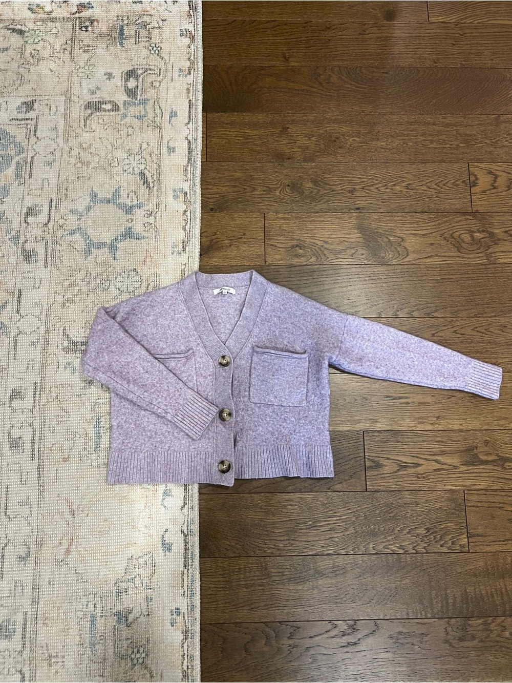 Madewell Lavender V-Neck Button Cardigan